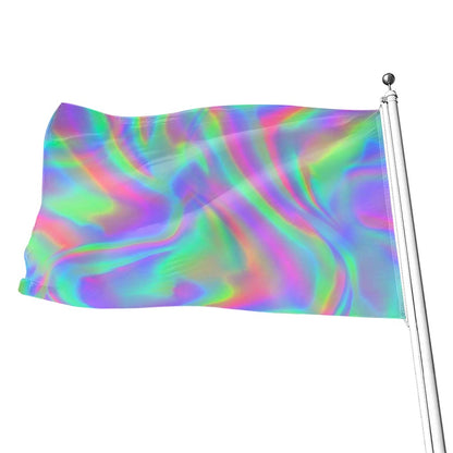 Psychedelic Holographic Trippy Print Flag