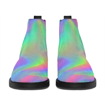 Psychedelic Holographic Trippy Print Flat Ankle Boots