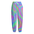 Psychedelic Holographic Trippy Print Fleece Lined Knit Pants