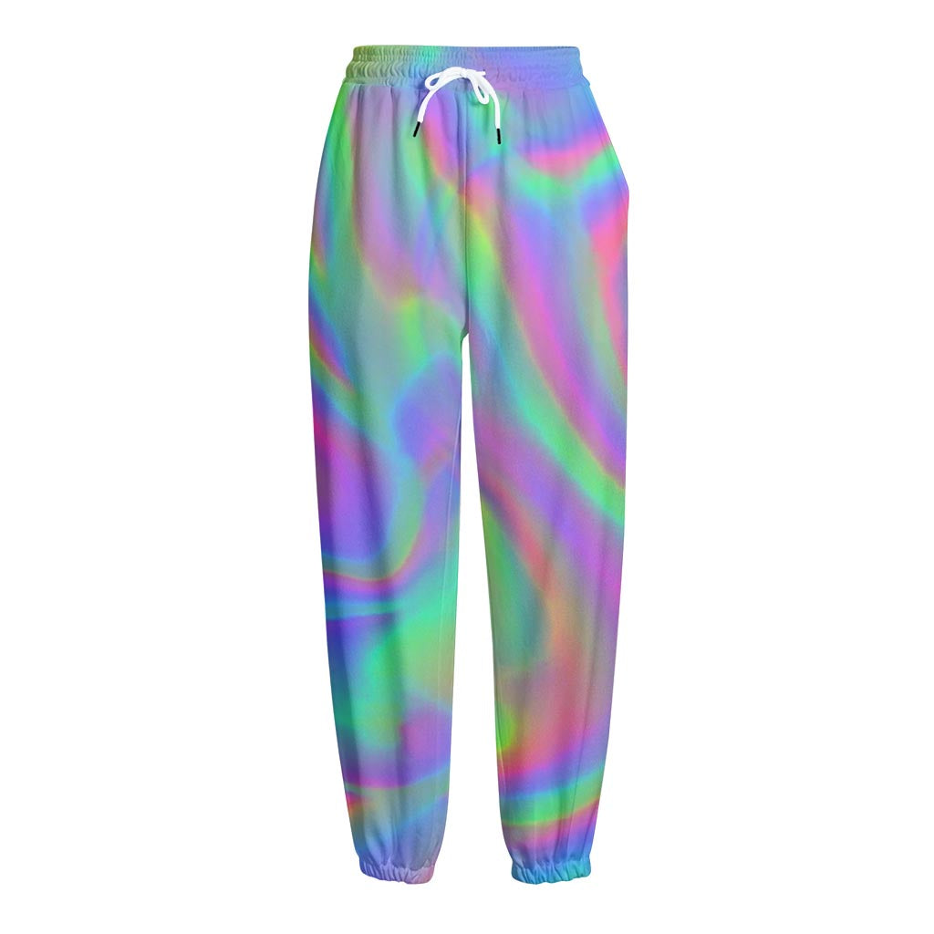 Psychedelic Holographic Trippy Print Fleece Lined Knit Pants