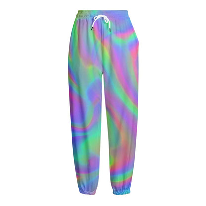 Psychedelic Holographic Trippy Print Fleece Lined Knit Pants