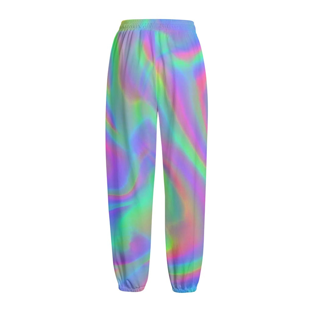 Psychedelic Holographic Trippy Print Fleece Lined Knit Pants