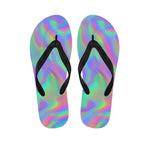 Psychedelic Holographic Trippy Print Flip Flops