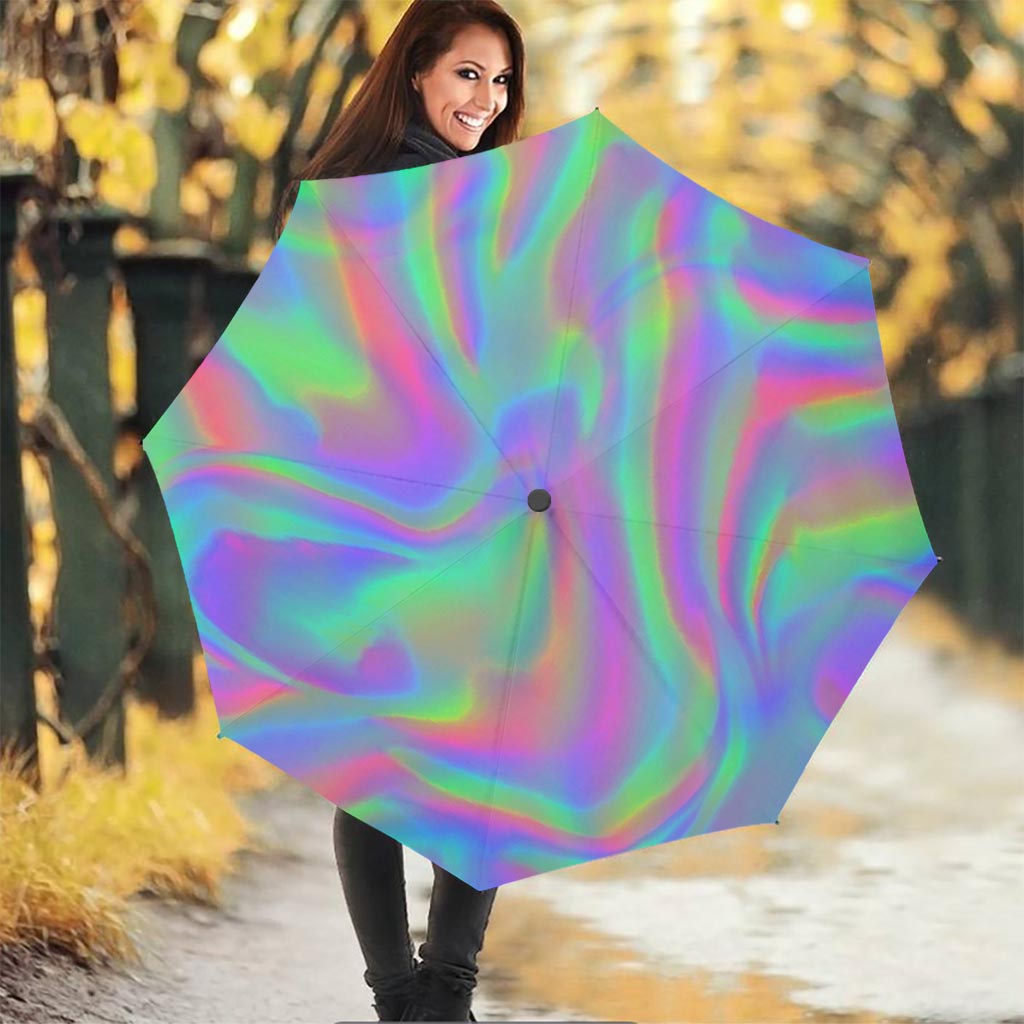 Psychedelic Holographic Trippy Print Foldable Umbrella