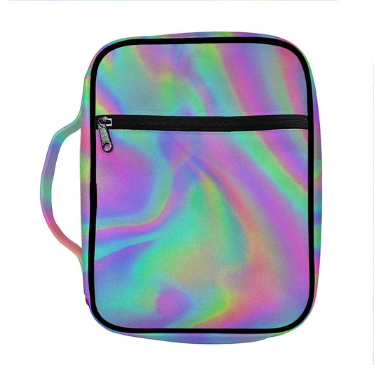 Psychedelic Holographic Trippy Print Front Pocket Bible Bag