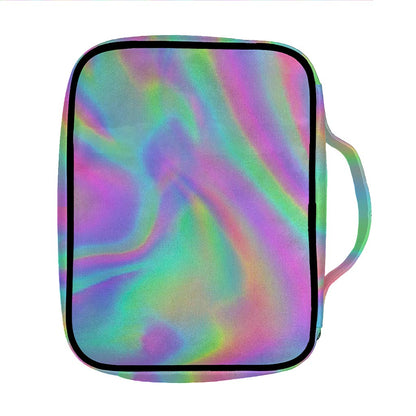 Psychedelic Holographic Trippy Print Front Pocket Bible Bag