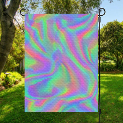 Psychedelic Holographic Trippy Print Garden Flag