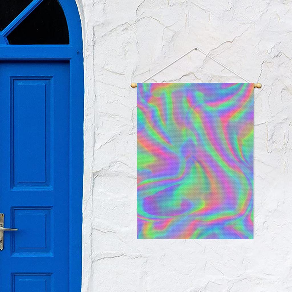Psychedelic Holographic Trippy Print Garden Flag