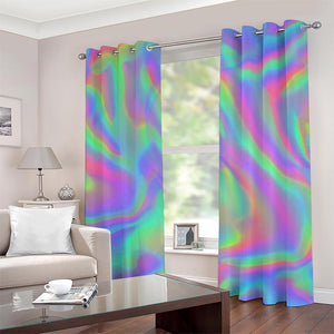 Psychedelic Holographic Trippy Print Grommet Curtains