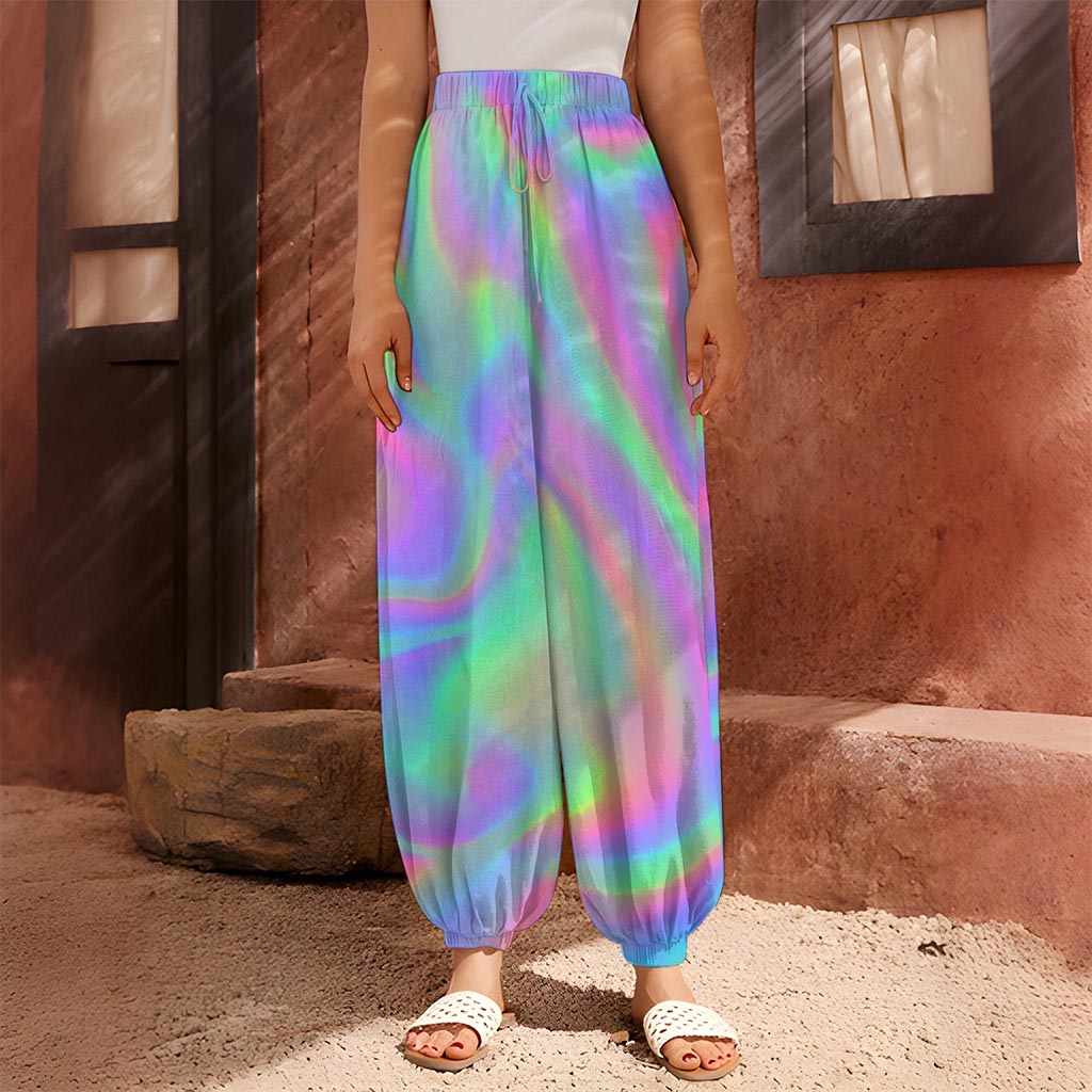 Psychedelic Holographic Trippy Print Harem Pants