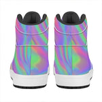 Psychedelic Holographic Trippy Print High Top Leather Sneakers