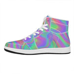 Psychedelic Holographic Trippy Print High Top Leather Sneakers