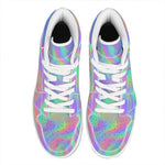 Psychedelic Holographic Trippy Print High Top Leather Sneakers