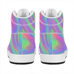 Psychedelic Holographic Trippy Print High Top Leather Sneakers