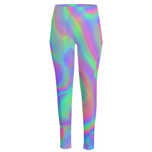 Psychedelic Holographic Trippy Print High-Waisted Pocket Leggings