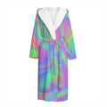 Psychedelic Holographic Trippy Print Hooded Bathrobe