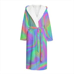 Psychedelic Holographic Trippy Print Hooded Bathrobe