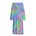 Psychedelic Holographic Trippy Print Hooded Bathrobe