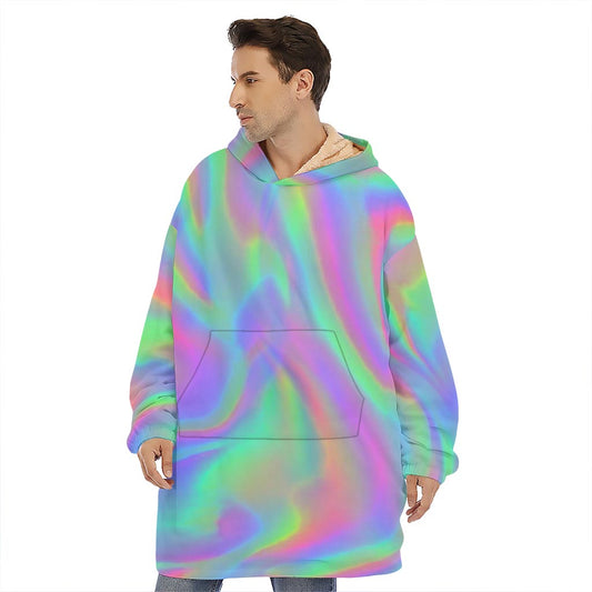 Psychedelic Holographic Trippy Print Hoodie Blanket