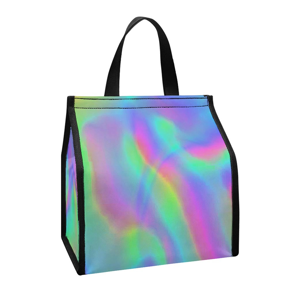 Psychedelic Holographic Trippy Print Insulated Lunch Tote