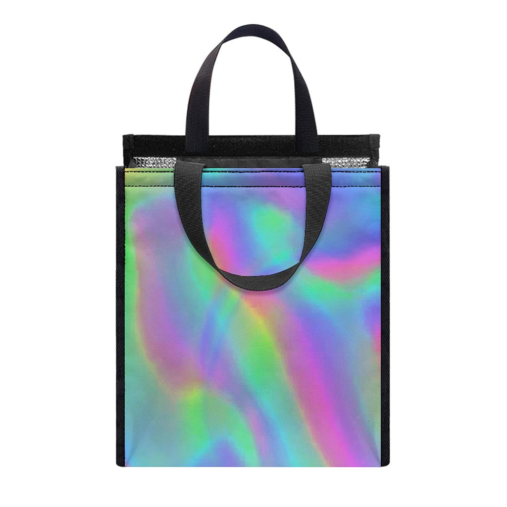 Psychedelic Holographic Trippy Print Insulated Lunch Tote
