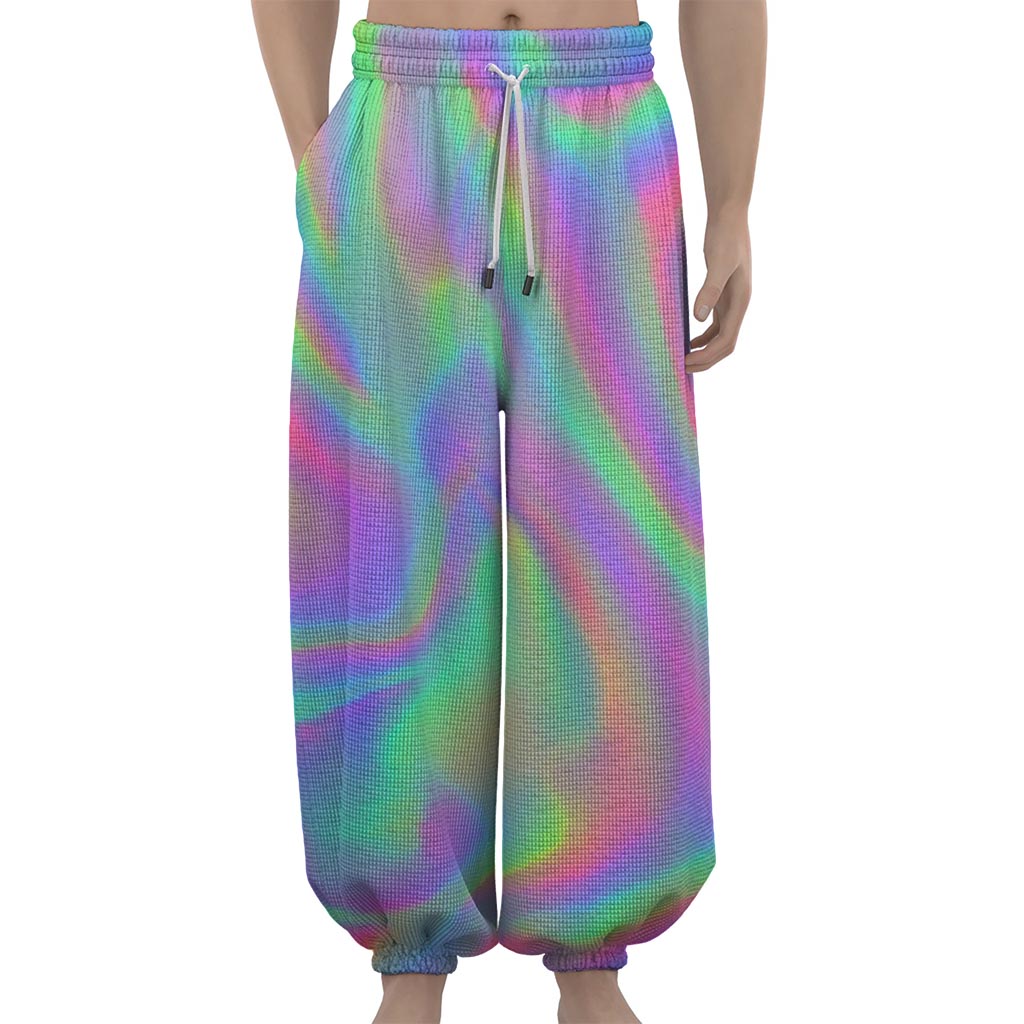 Psychedelic Holographic Trippy Print Lantern Pants