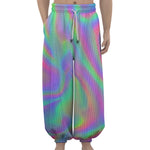 Psychedelic Holographic Trippy Print Lantern Pants