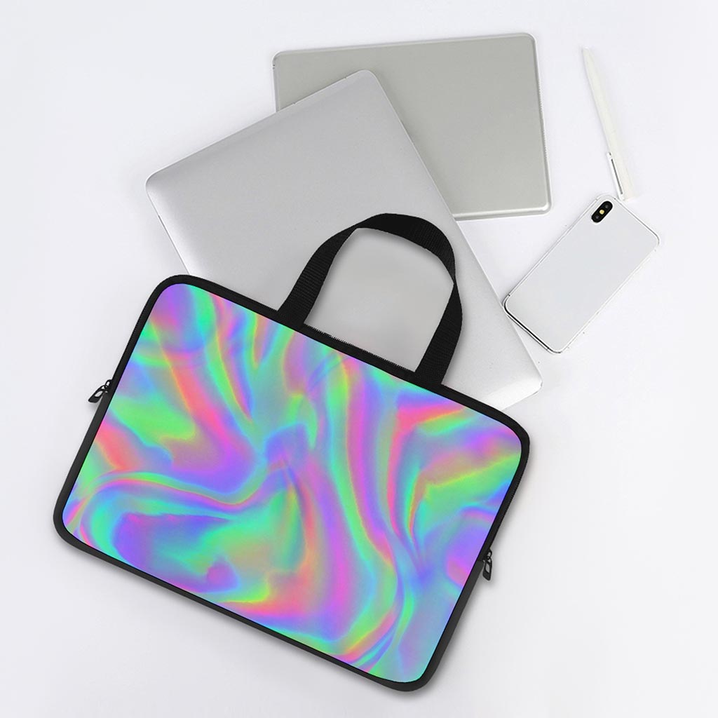 Psychedelic Holographic Trippy Print Laptop Sleeve With Handle