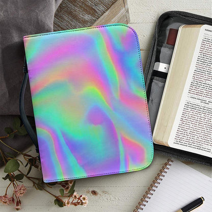 Psychedelic Holographic Trippy Print Leather Bible Cover