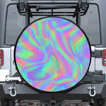 Psychedelic Holographic Trippy Print Leather Spare Tire Cover