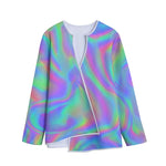 Psychedelic Holographic Trippy Print Long Sleeve Short Coat