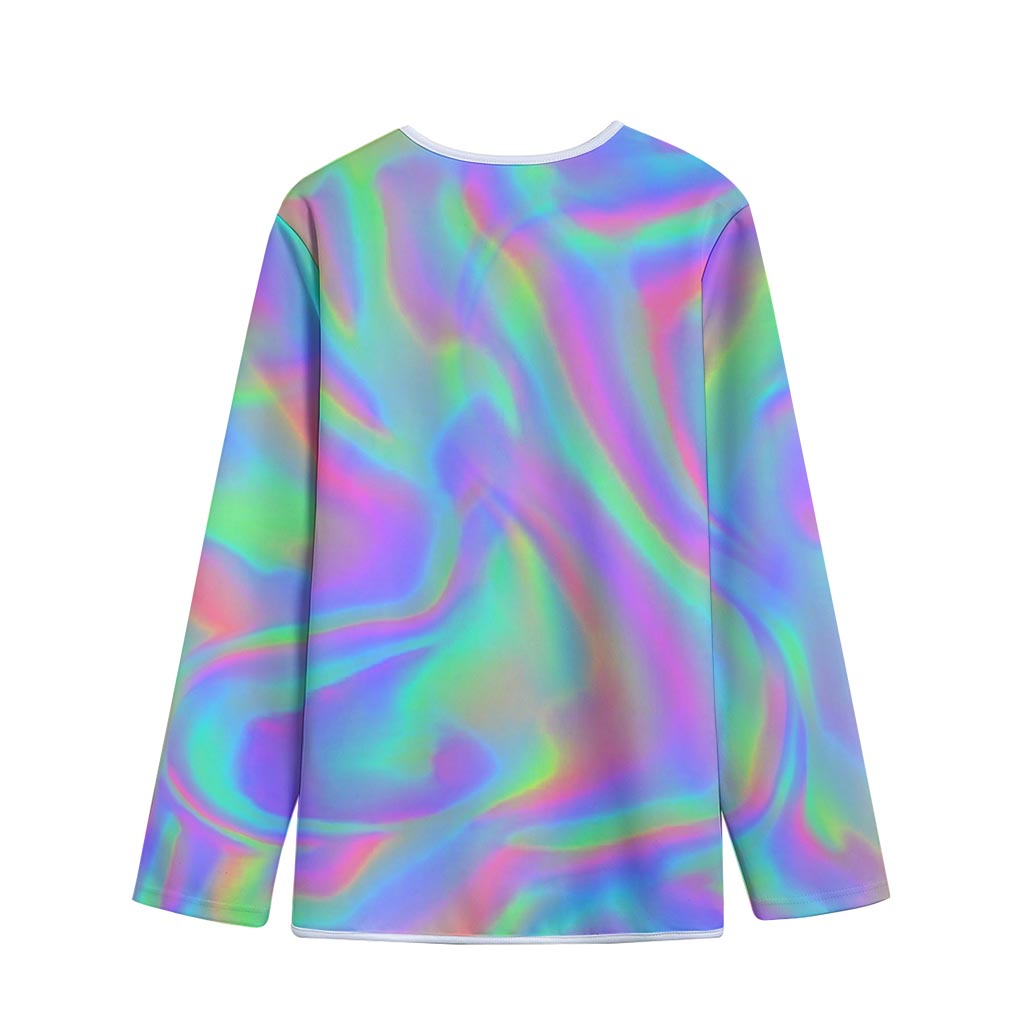 Psychedelic Holographic Trippy Print Long Sleeve Short Coat