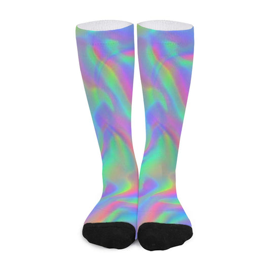 Psychedelic Holographic Trippy Print Long Socks