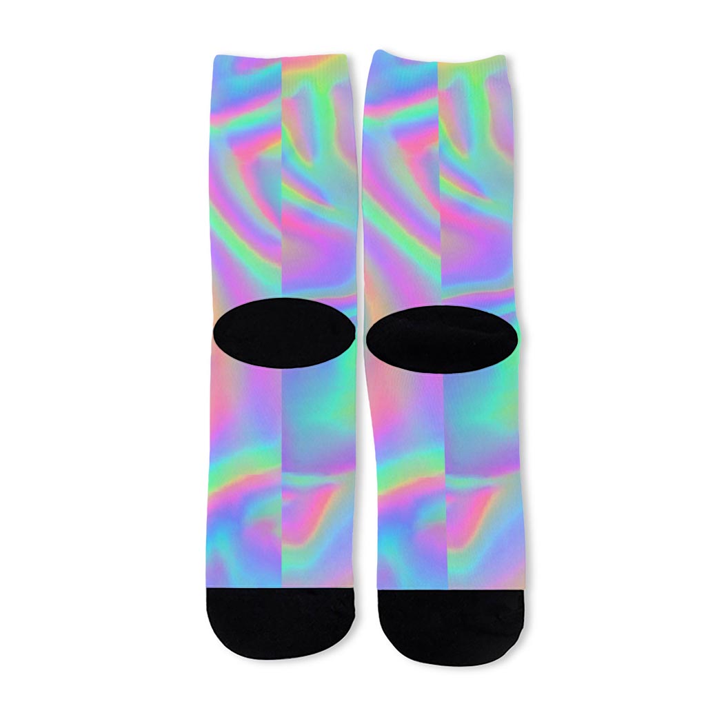 Psychedelic Holographic Trippy Print Long Socks