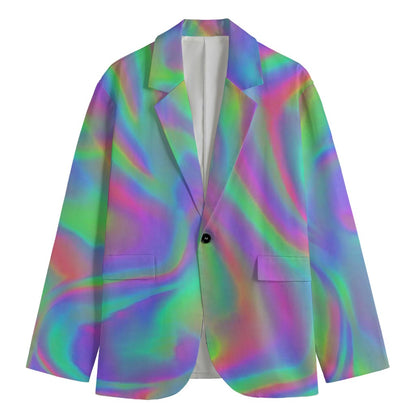 Psychedelic Holographic Trippy Print Men's Blazer