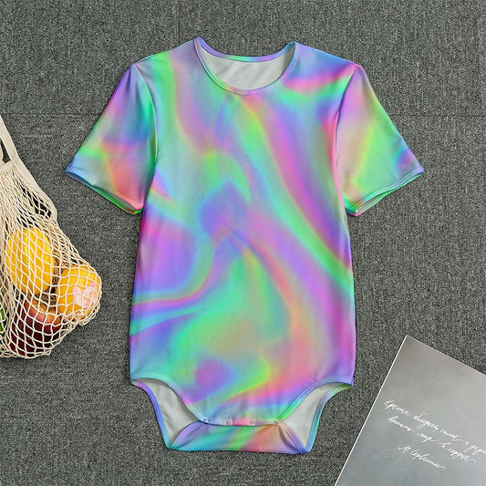 Psychedelic Holographic Trippy Print Men's Bodysuit