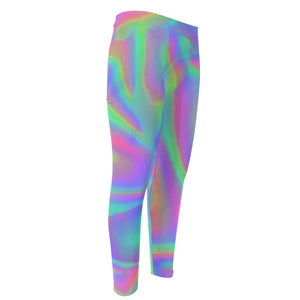 Psychedelic Holographic Trippy Print Men's Compression Pants