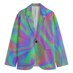 Psychedelic Holographic Trippy Print Men's Cotton Blazer