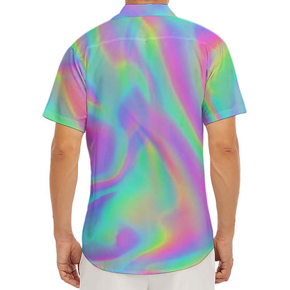 Psychedelic Holographic Trippy Print Men's Deep V-Neck Shirt
