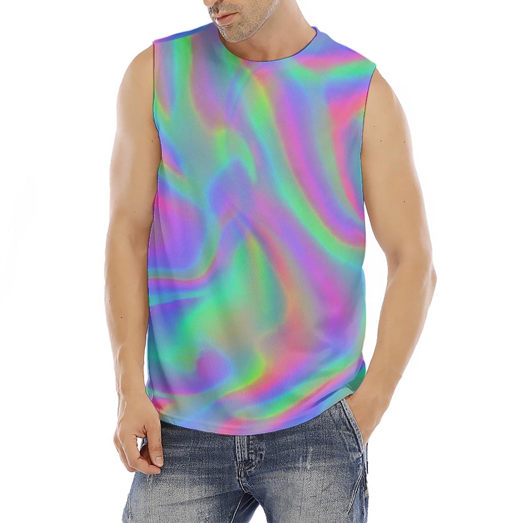 Psychedelic Holographic Trippy Print Men's Fitness Tank Top