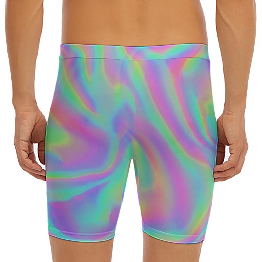 Psychedelic Holographic Trippy Print Men's Long Boxer Briefs