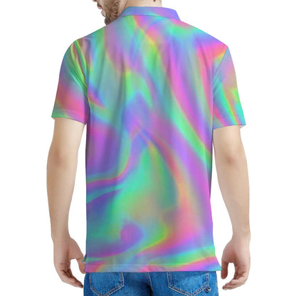 Psychedelic Holographic Trippy Print Men's Polo Shirt