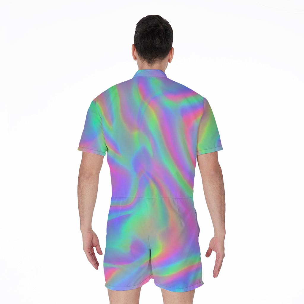 Psychedelic Holographic Trippy Print Men's Rompers