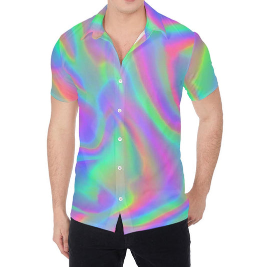 Psychedelic Holographic Trippy Print Men's Shirt