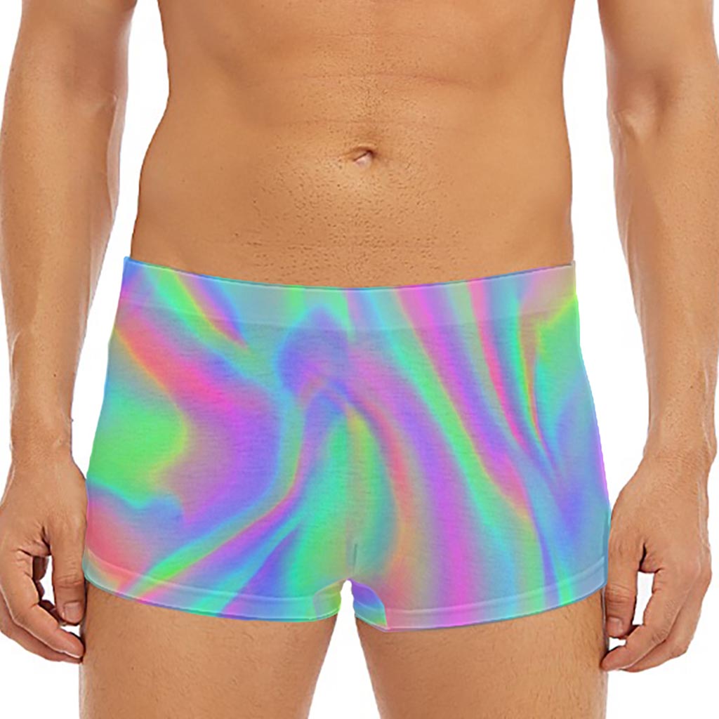 Psychedelic Holographic Trippy Print Men's Short Boxer Briefs