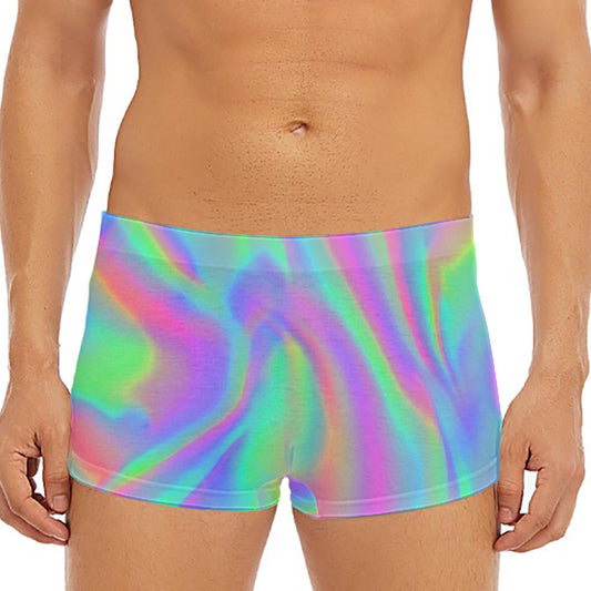 Psychedelic Holographic Trippy Print Men's Short Boxer Briefs