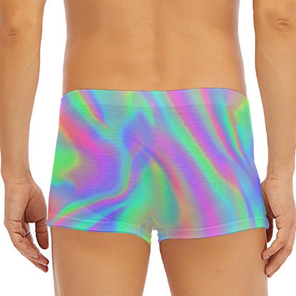 Psychedelic Holographic Trippy Print Men's Short Boxer Briefs
