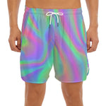 Psychedelic Holographic Trippy Print Men's Split Running Shorts