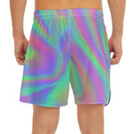 Psychedelic Holographic Trippy Print Men's Split Running Shorts