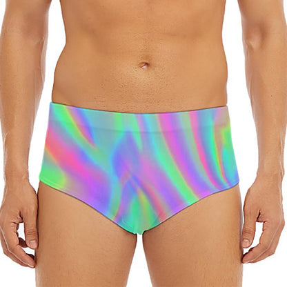 Psychedelic Holographic Trippy Print Men's Triangle Swim Briefs